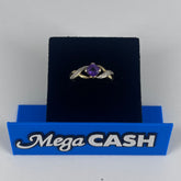 Ladies 9ct With Diamond & Purple stone Solid Gold Ring Size 7/ Size O/ 15-55